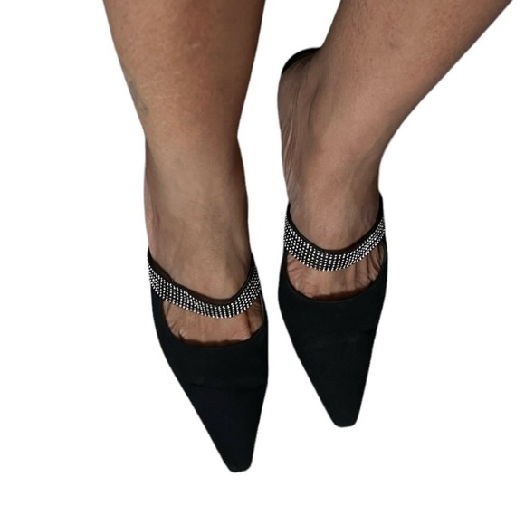 Stuart Weitzman Rhinestone Slide Heels Slip On Sz 8 Women - Picture 2 of 8